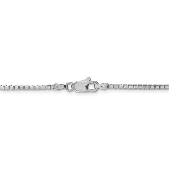 1.9mm 14k White Gold Solid Classic Box Chain Necklace, 18 Inch - Picture 4 of 8